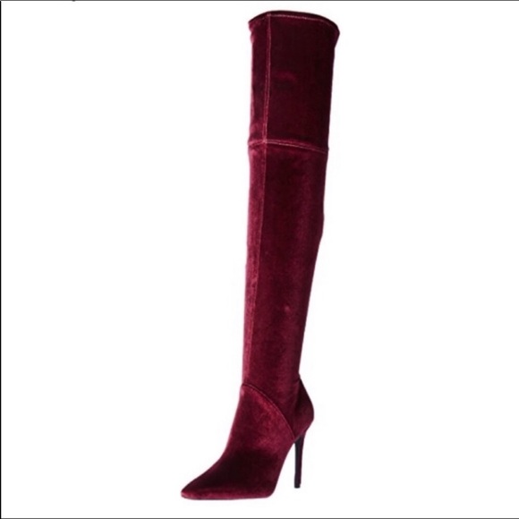 Kendall & Kylie Shoes - 💎HP💎NWT Kendall+Kylie Red Velvet OTK Boots RARE